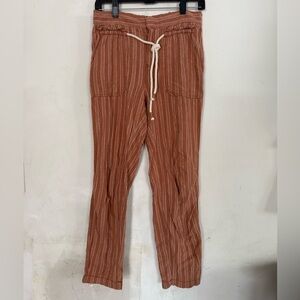 Anthropologie Womens "seashore" Striped Linen Orange Pants, Size XS